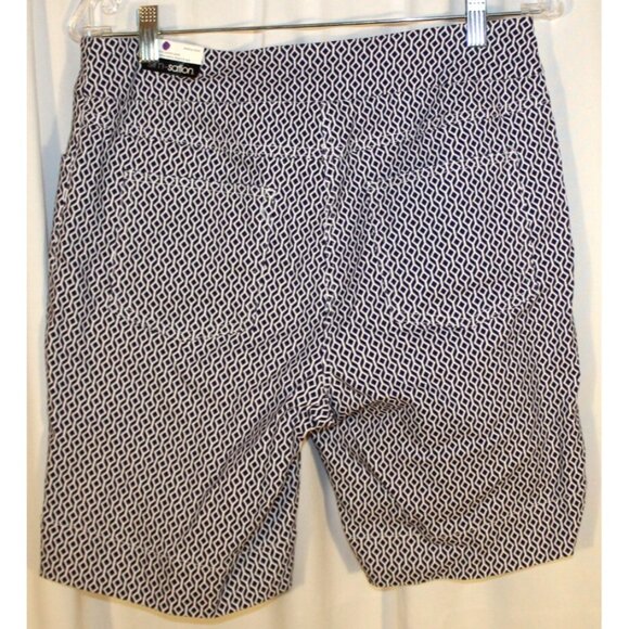 NEW SLIMSATION Golf Walking Shorts Size 8 Midnight Blue Print Slimming Pull-On - Picture 3 of 4